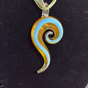 Swirl Glass Pendant in Orange and Blue